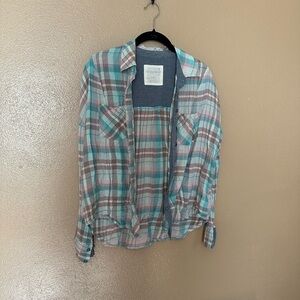We The Free Plaid Lightweight Button Down Size S
